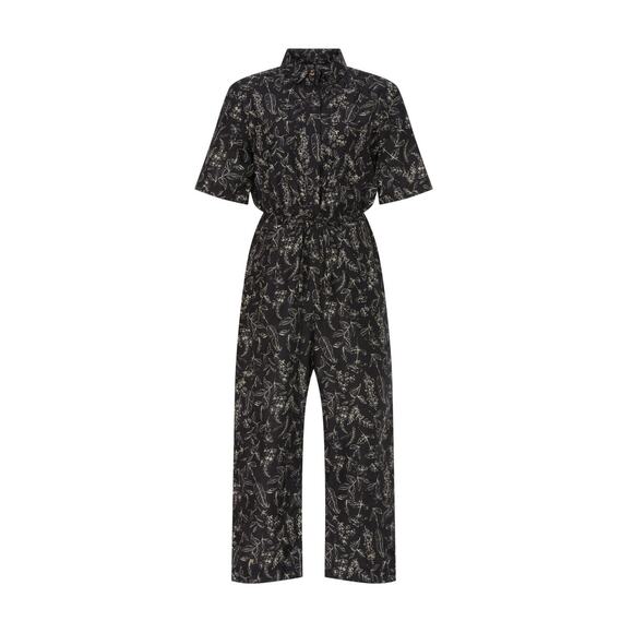 Thakoon Black Floral Printed Utility Wide Leg Jumpsuit Size L - Picture 6 of 16
